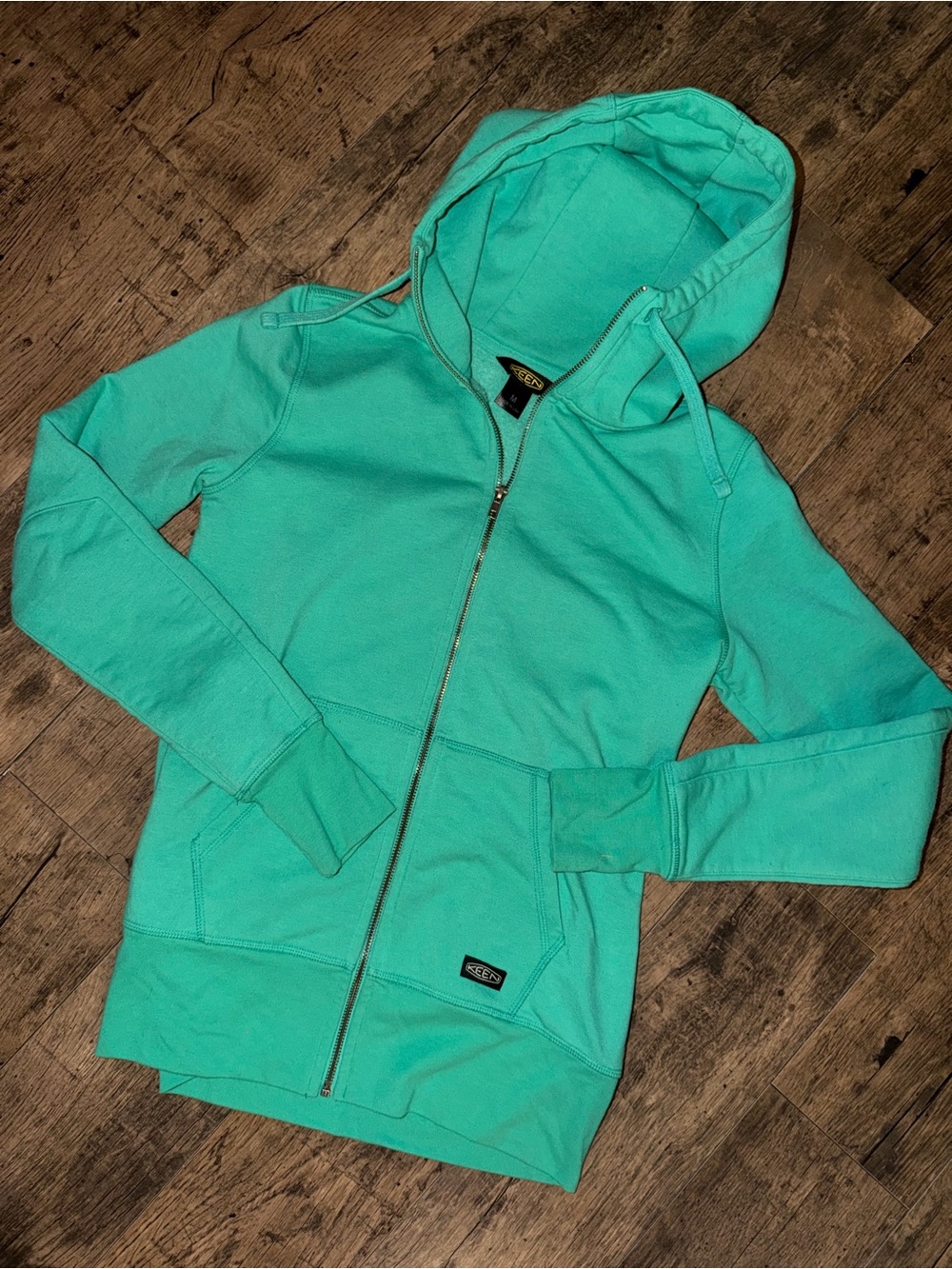 KEEN Women’s Full Zip Hooded Hoodie Pockets Solid Green Regular Size M
